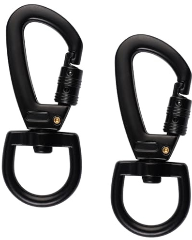2 Pièces Mousqueton Laisse Chien, Mousqueton Pivotant, Mousquetons Robustes en Alliage de Zinc avec Articulation Pivotante à 360 Degrés pour Laisse de Chien, Alpinisme, Camping et Randonnée, Noir