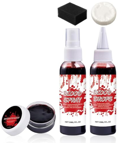 laxreheye Maquillage Sanguin Halloween - Spray Rouge Simulé à Effet Réel avec Savon Nettoyant,Accessoires Effrayants De Cosplay Pour Fête Photo Film Imitation Jeu De Rôle Et Performance Scénique