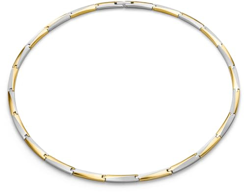 BOCCIA Damen Kette Titan bicolor 08076-02, Halskette mit Anhänger gold silberfarben, hypoallergen leicht, moderner Damenschmuck, 45 cm