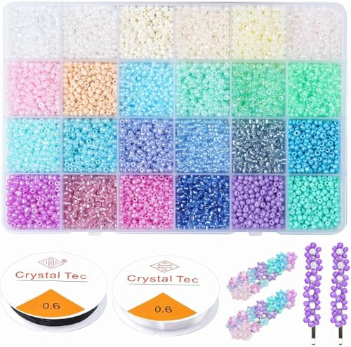 3360 stycken 4 mm rocailles-pärlor för tråd, glaspärlor för armband, små färgglada pysselpärlor för gör-det-själv armband halsband smycken pyssel smyckestillverkning