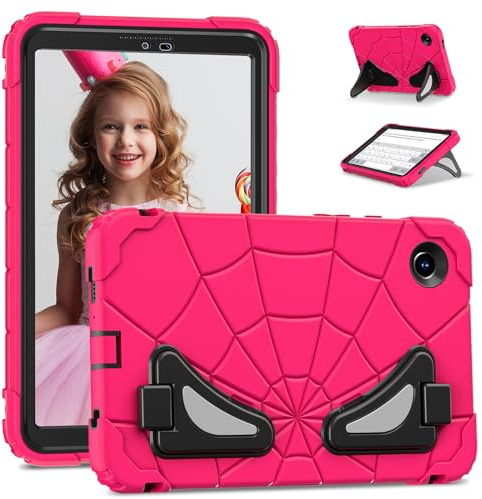 AKABEILA Compatible avec Samsung Galaxy Tab A11 2025 22,1 cm – Coque de protection légère et résistante aux chocs avec béquille pour enfants, garçons, bébés, fraise, noir
