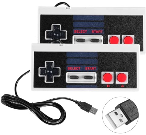 Binghe NES Manette Jeux pour Nintendo NES, Manette de jeu avec USB Interface Modèle Classique Compatible avec Nintendo Mini Jeux/Classic NES/PC/M-A-C/Raspberry Pi 3(2 pièces)