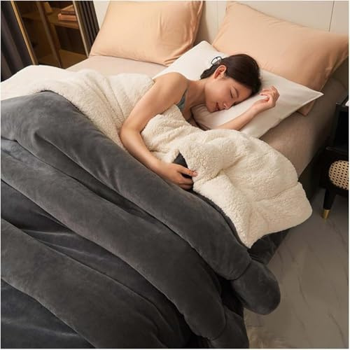 Winter Dicker Lamm-Kaschmir Decke, Flauschige Kaschmir-Steppdecken, Dick warm Plüsch, Lamm Kaschmir Flauschige Kaschmir Steppdecken Für Allergiker Duvet,001,150x200cm(1.4kg)