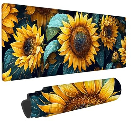 Tapis de Souris de Jeu, 1400 x 600 mm XXL Tapis Souris Gaming Grand, Antidérapant Étanche, iExtended Long Clavier Mouse Pad XXL, Accessoire Bureau, pour Gamer, Ordinateur, PC (Tournesol) i-809