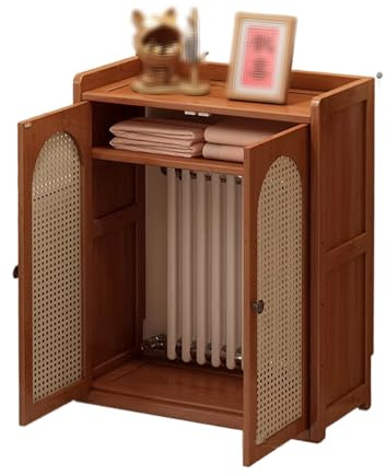 Cubre Radiadores de Madera Oscura Armario Radiador Gran Capacidad de Almacenamiento Estantes Regulables Cubreradiador Zócalo de Reserva Oculta Tuberías Desordenadas(60x25x82.5cm)