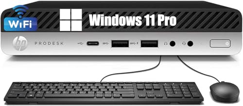 HP ProDesk 600 G3 Mini Desktop Computer PC, Intel Core i5-6600, 8 GB RAM, 256 GB SSD, WiFi, Bluetooth, US QWERTY Tastatur, Windows 11 Pro (Generalüberholt)