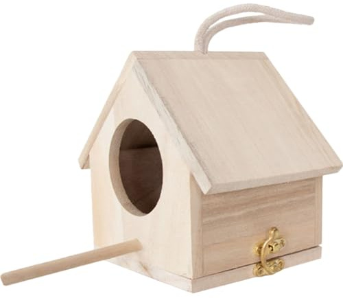 Nichoir en Bois Résistant, Facile à Nettoyer, pour Petits Oiseaux | Porche et Intérieur, Couleur Kaki, Adapté aux Oiseaux Sauvages et Moineaux, Style Délicat