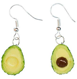 Avocado Earrings Ear Miniblings Fruits Fruit Superfood Berry Eating Green Silver