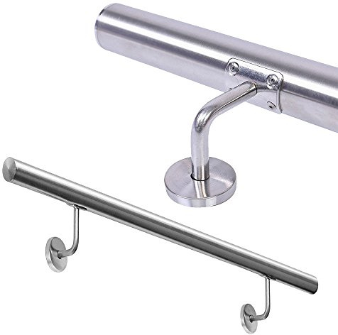 HENGMEI Geländer Edelstahl 150cm Wandhandlauf Edelstahl Handlauf Treppengeländer Eingangsgeländer mit Wandhaltern Halter für Treppen, Balkon, Brüstung