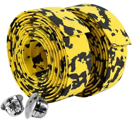 Alomejor Lenkerband f¨¹r Rennrad 2er Set Rutschfest Atmungsaktiv mit Endkappen Gelb Schwarz Fahrradzubeh?r f¨¹r Stra?enradfahren und Rennsport