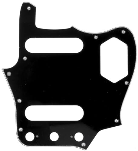 Musiclily Pro 10 Löcher Pickguard Gitarren Schlagbrett für MIJ Fender Japan Jaguar,3 lagig Schwarz