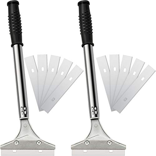 Mudder 4 Inch Razor Blade Scraper Tool Wallpaper Floor Tile Paint Removal Smoothing Scraper Tool with Replacement Blade for Removing Wallpaper Sticker Glue Floor Adhesive(Black,3 Pcs)