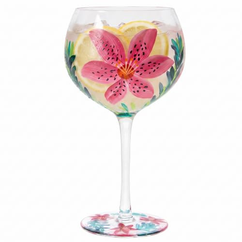 Lesser and Pavey Hand Painted Lily Gin Glass 600ml – Pink Balloon Style for Gin and Wine, Lovely Gift for Women and Men, Designed by Lynsey Johnstone, Luxury Wine Glass for Every Occasion