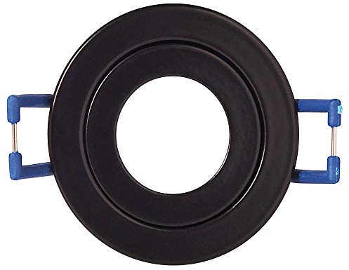 6x Einbaustrahler Rahmen Set Schwarz rund IP-44 für Bad und Außen-Bereich - Einbaurahmen für GU11 MR11 Leuchtmittel 35mm - 40mm Bohrloch Badezimmer Einbau-Spot Strahler Einbauleuchte
