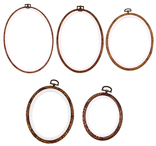 MILISTEN 5 Stück Stickrahmen Oval Bambus Kreuzstich Ring Stickrahmen für DIY Kunst Handwerk Nähen Hängende Dekoration (Hellbraun)