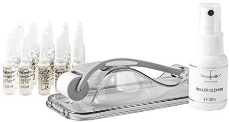 Dermaroller Hyaluron ampuller (30 x 1,5 ml) original Dermaroller HC902 set för gratis – 162 riktiga nålar – professionell mikroroneedling för hemmet – nålrulle 0,2 mm