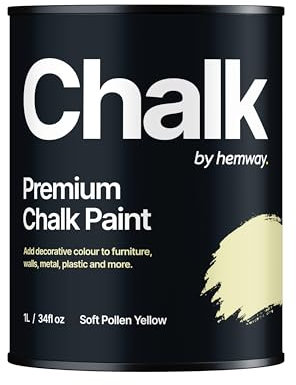 Hemway - Premium Chalk Paint - Soft Pollen Yellow 1 L | Chalky Matt Shabby Chic Finish for Interior Furniture & Walls | Quick Dry & 1 Coat