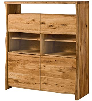 MASSIVMOEBEL24.DE Pure Oak Highboard #105 131x45x147 Wildeiche Natur geölt, Farbe:Natur geölt, Größe:131x45x147 cm (BxTxH)