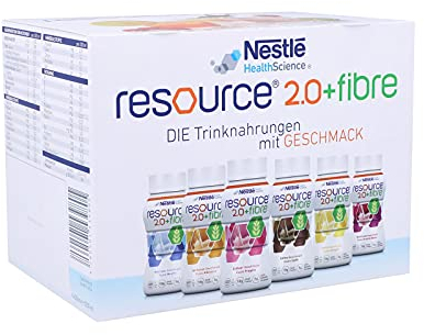 resource® 2.0+fibre Probe-Set | 6x200ml | Hochkalorische Trinknahrung bei ungewolltem Gewichtsverlust | Astronautennahrung | Aufbaunahrung | 400 Kalorien + 18g Eiweiß/Flasche | mit Ballaststoffen