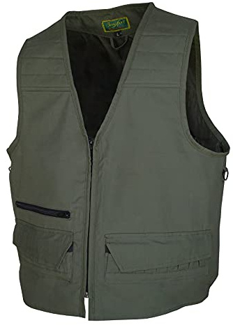 BENISPORT - Chaleco basic caqui de caza con portacartuchos y morral trasero (M)