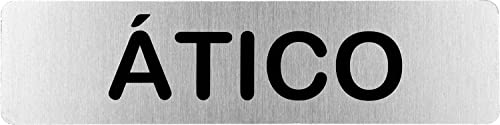 Becral® - Señal de acero inoxidable ATICO | Placa puerta | Señal informativa | Cartel Puerta 200X50mm (ref.RD707112)