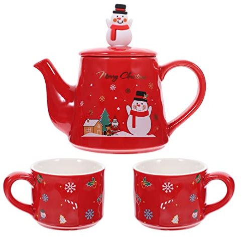 Zerodeko Porzellantee -set Hausbedarf Aus Porzellan Weihnachtsteekanne Vintage Mit 2 Set Teetassen 550ml Wasserkanne Kaffeekanne Keramik Teebereiter Induktion Teekocher Teekannen