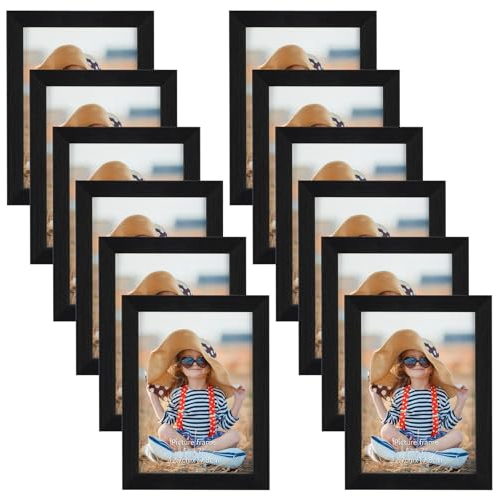 EXYGLO 12er Set Bilderrahmen 13x18 cm, Schwarz Fotorahmen Collage für 18x13 cm Fotos und Bilder, Modern Rahmen Leicht und Dünn - Wand- oder Tischaufsteller