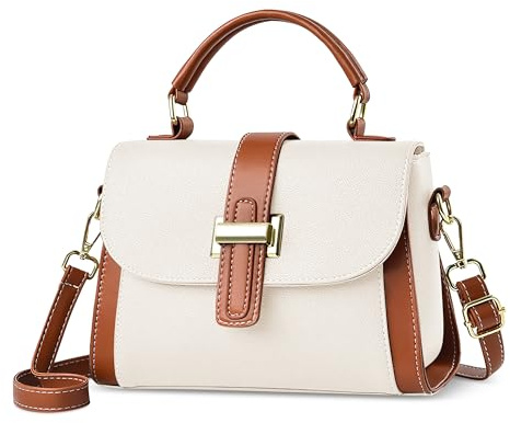 DIRRONA Mode Sac à Bandoulière Petit Sac à Main Femme Voyage Décontracté Sacs Messager Cabas PU Cuir Impermeable Porté Epaule Bandoulière Quotidien travai Rencontre Sac Fourre Tout Blanc