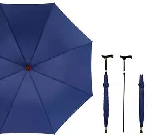 AVIITI 2 in 1 Gehstock Regenschirm, Multifunktional Rutschfester Langer Griff Krücke Regenschirm, Großes Geschenk Für Männer Frauen,Blue a,86~94cm/33~37inch