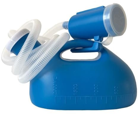 BAMFY Portable Urinoir Homme Utilisation Nocturne Anti-Déversement, 2000ml Pistolet Urinoir for Homme, Urinal Homme avec Facile à Lire Lignes De Mesure Toilettes d'urgence (Color : Bleu)