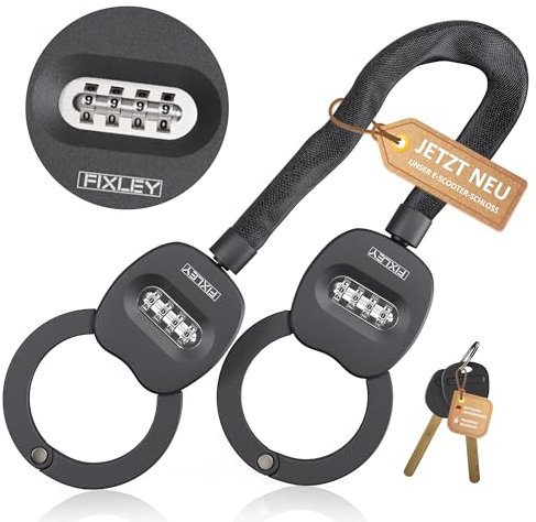 FIXKEY| 95cm e Scooter Schloss mit Zahlencode| Flüsterkette + Reset Schlüssel|2,2 KG gegen Diebstahl|Schloss für e Scooter |Fahrradschloss |Handschellenschloss