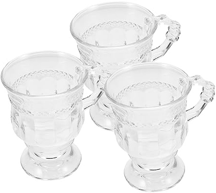 ABOOFAN Tazas De Té Vintage De Vidrio Transparente Set De 3 Piezas Taza De Café Elegante Resistente y Duradera Adecuado Para Bebidas Frías y Calientes