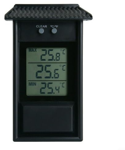 Sileduove Thermomètre de serre numérique max-min, accessoire de serre mural, pour l'intérieur ou l'extérieur, noir