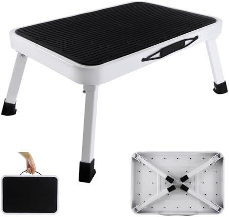 JAOSY Escabeau, à 1 marches, Marche Pied Pliable Compact et antidérapant, Escabeau Pliable, Multi-Usage pour Ménage, 46 x 31 x 17,5 cm