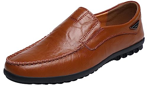 Zapatos de negocios para hombre, antideslizantes, de piel, mocasines, para el tiempo libre, suaves, planos, mocasines, botánicos, para conducir, de piel, antideslizantes, para caminar