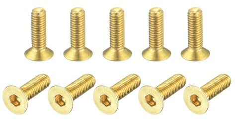 QUARKZMAN Vis à Tête Cylindrique à Embase Plate, M3-0.5 x 10mm, en Laiton, avec Entraînement Hexagonal Intérieur, Lot de 20 Pièces