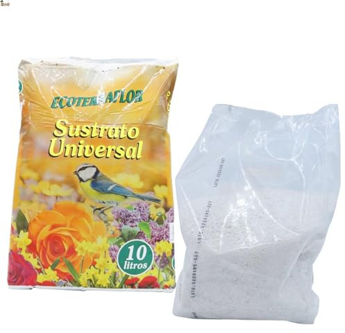 BricoLoco.com Sustrato (10 lts.) con perlita (5 lts.). Tierra drenante y aireado para Plantas. Sustrato con Drenaje Cactus, suculentas. Evita encharcamiento y podredumbre raíces (Sustrato + Perlita)