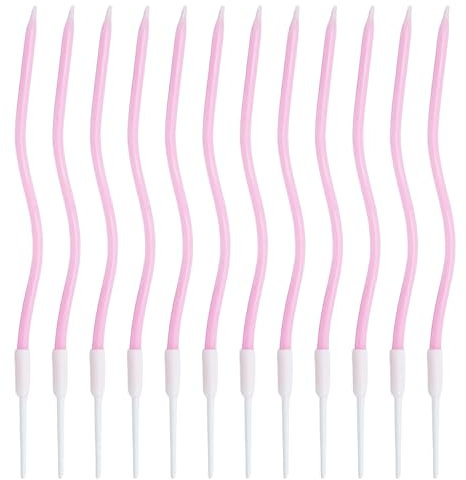 Festa Centro 12 Candele Torta di Compleanno, Candele a Spirale Lunga E Sottile per Partito Torta Decorazioni (Rosa)