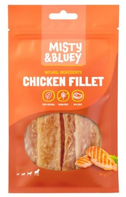 Chicken Fillet 20x70 g Hundesnack Hähnchen Leckerli Hund Kauartikel Premium | 100 Prozent Huhn, getreidefrei, proteinreich, Belohnung, Trainingssnack, natürliche Zutaten, Hundefutter, Kausnack, Premium