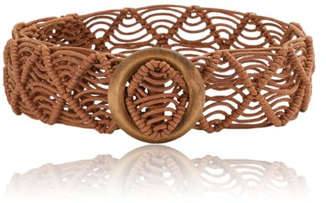 Geflochtener Rattan Taillengürtel für Frauen - Breiter Boho-Strohgürtel, Gewebter Bund