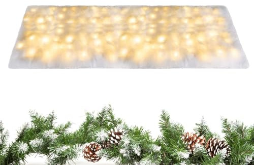 LED Light Artificial Snow Blanket - Artificial Snow Blanket Roll | Battery-operated LED Snow Blanket LED, Folding Design Christmas Village Decorations For Walls, Christmas Trees, Fireplaces, Floors
