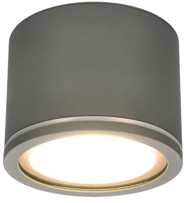 EDO Foco de Techo Superficie IP54 Exterior/Interior UMA Gris Impermeable con 6W LED 3000K GX53 490lm 230V - Ø90*60mm Lámpara de Techo Moderna Redonda Spot Aluminio - Iluminación Baño, Cocina