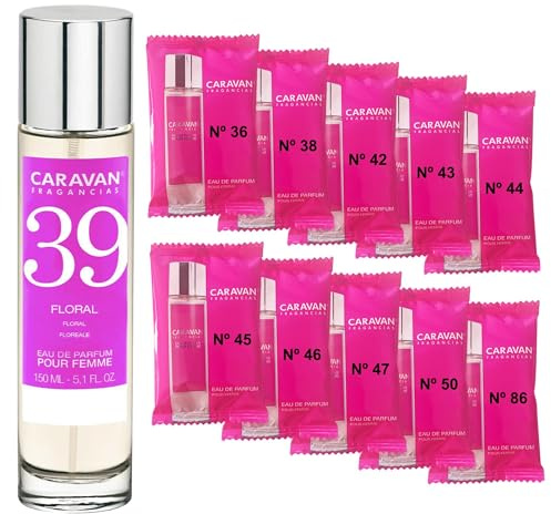 CARAVAN FRAGANCIAS Damenparfüm Nr. 39, 150 ml + Set mit 10 Flaschen mit verschiedenen Damenduften von Caravan, um neue Düfte zu entdecken