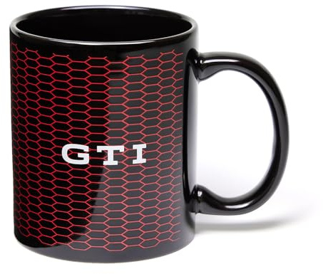 Volkswagen 3A5069601A - Tazza da caffè in ceramica, 300 ml, con scritta GTI e motivo a nido d'ape rosso