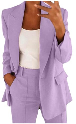 Generico Tailleur Donna da Cerimonia Taglie Forti Elegante Tailleur Pantalone da Donna Leggeri e Lavoro Suit con Risvolto Giacche da Abito Blazer Eleganti con Completo Pantalone/Gonna