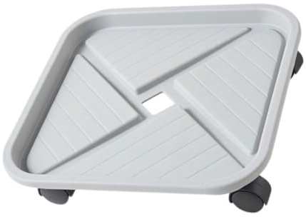 BESPORTBLE Support pour Pots De Fleurs Carré 20 Cm roulettes Pivotantes 360° pour Intérieur, Plateau Épais en Plastique Gris Antidérapant, Mobile Et Récupérateur d'eau Pratique