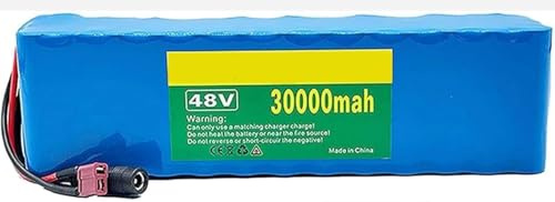 Batería De Litio para Bicicleta Eléctrica 48V 30Ah, 13S3P, Paquete De Batería De Iones De Litio con Cargador Y BMS 30 A para Kit De Motor De Menos 1000W 48V 30Ah, T