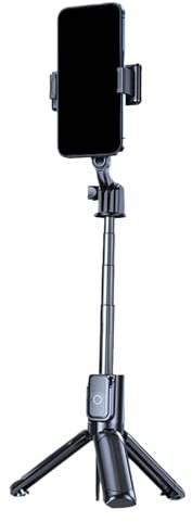 Mini perche à selfie portable, perche à selfie sans fil, support de téléphone, tête réglable à 360 degrés et stable, télécommande sans fil et sécurisée, 75 cm, pour photos de groupe, événements