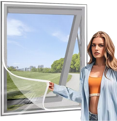 Fliegengitter Fenster, 50x70cm Weiß Pollenschutzgitter Fenster, Insektenschutz Fenster Ohne Bohren, Mückennetz Fenster