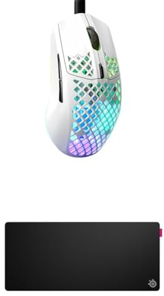 SteelSeries Aerox 3 Snow - Superleichte Gaming-Maus - Optischer TrueMove Core Sensor mit 8,5K CPI QcK XL Performance Speed Gaming-Mauspad 900x400mm